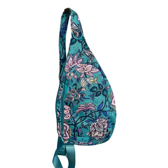NWOT Vera Bradley Essential Compact Sling Backpack Peacock Garden Adjustable Str - Picture 2 of 7